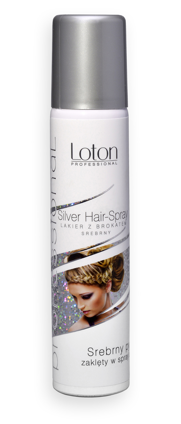 Loton- Lakier do włosów ze srebrnym brokatem